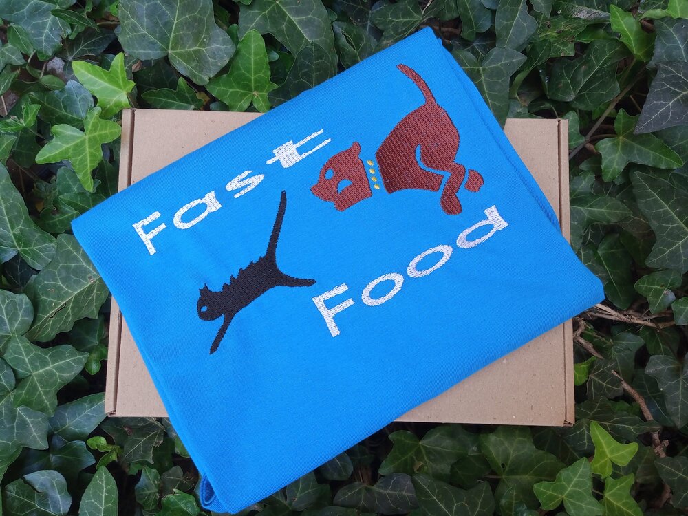 Мъжка тениска с бродерия Fast Food