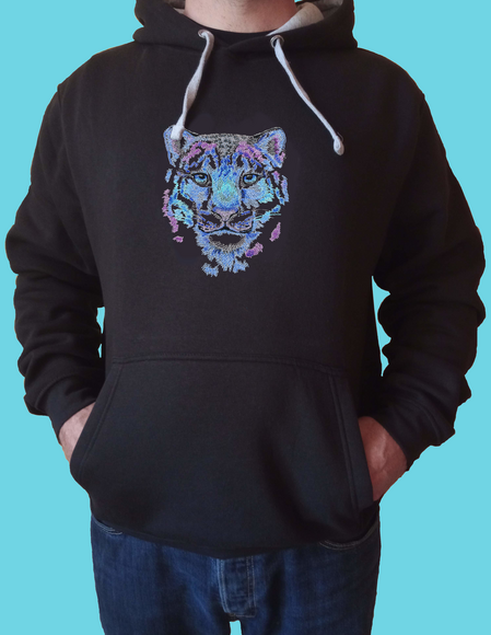 Мъжко худи с бродерия Снежен Леопард