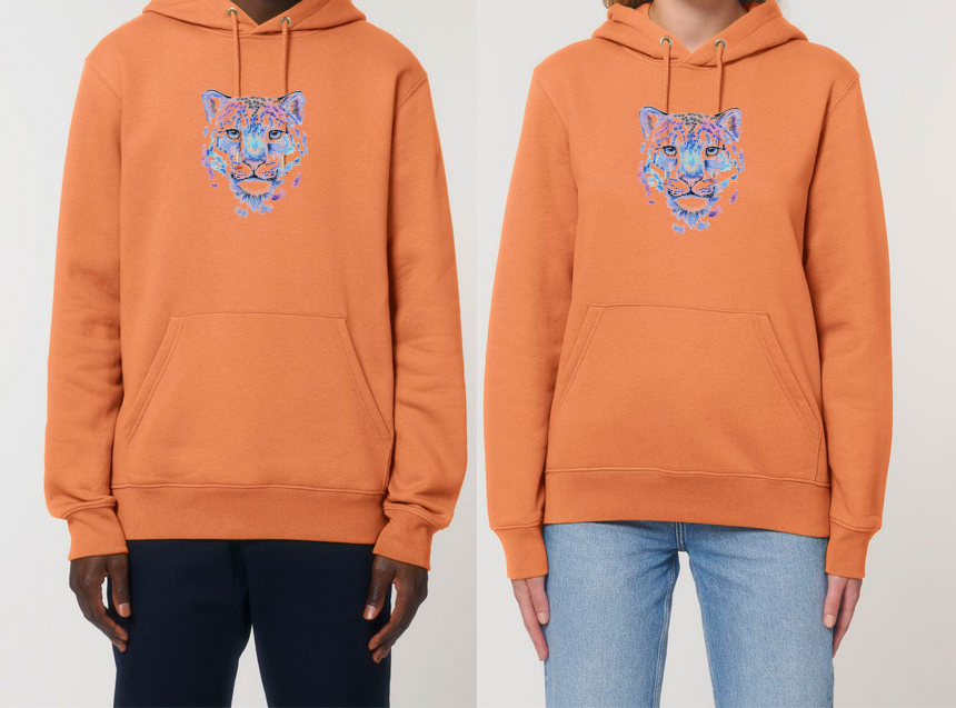 463 Мъжко худи с бродерия Снежен Леопард