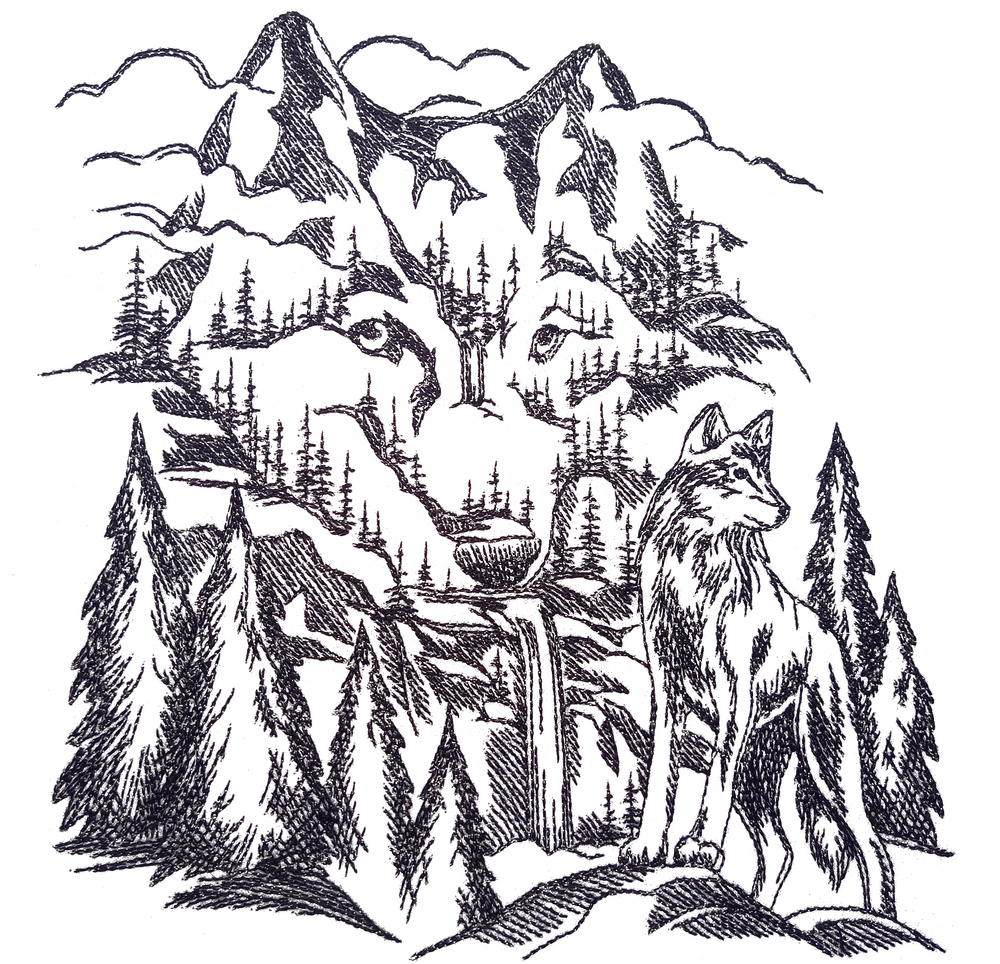 489 Мъжко худи с бродерия Вълци