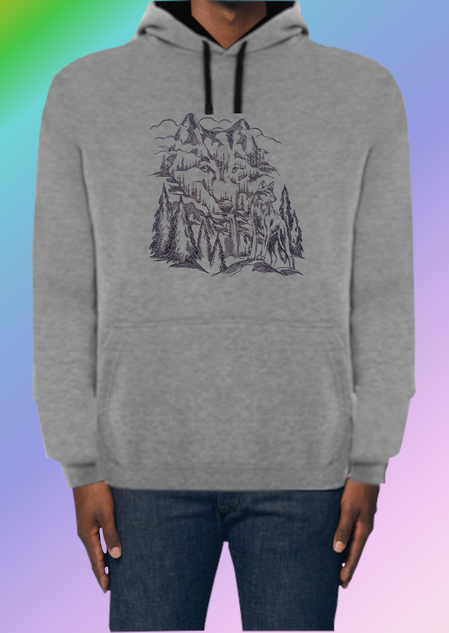 490 Мъжко худи с бродерия Вълци