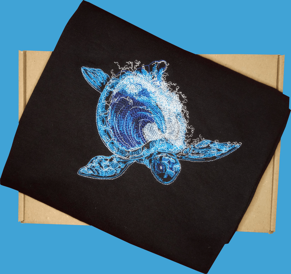 Мъжка тениска с бродерия Морска костенурка