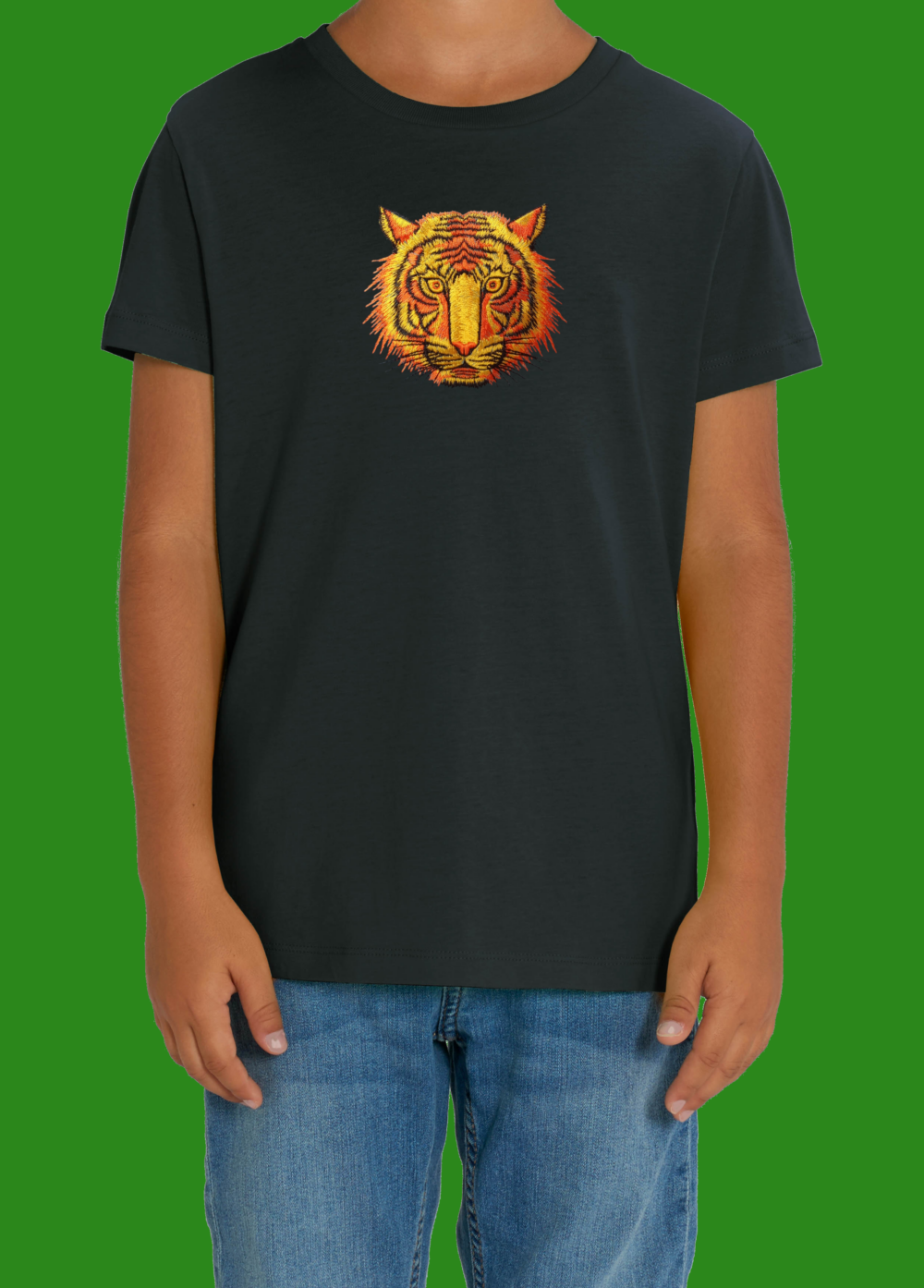 tiger_kids_black_shirt Детска тениска с бродерия Тигър