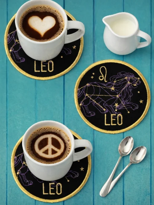 ChatGPT Image 7.01.2026 г., 02_00_27 Подложка за чаша със зодия Лъв, подложки за чаши