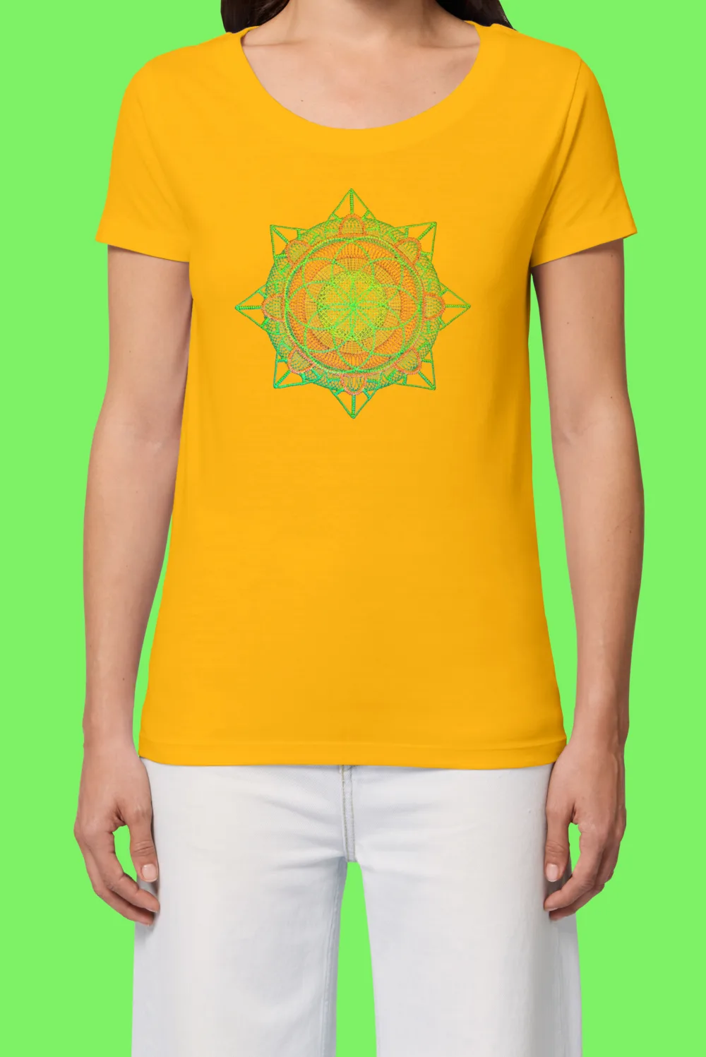 Дамска тениска с бродерия Магическа мандала