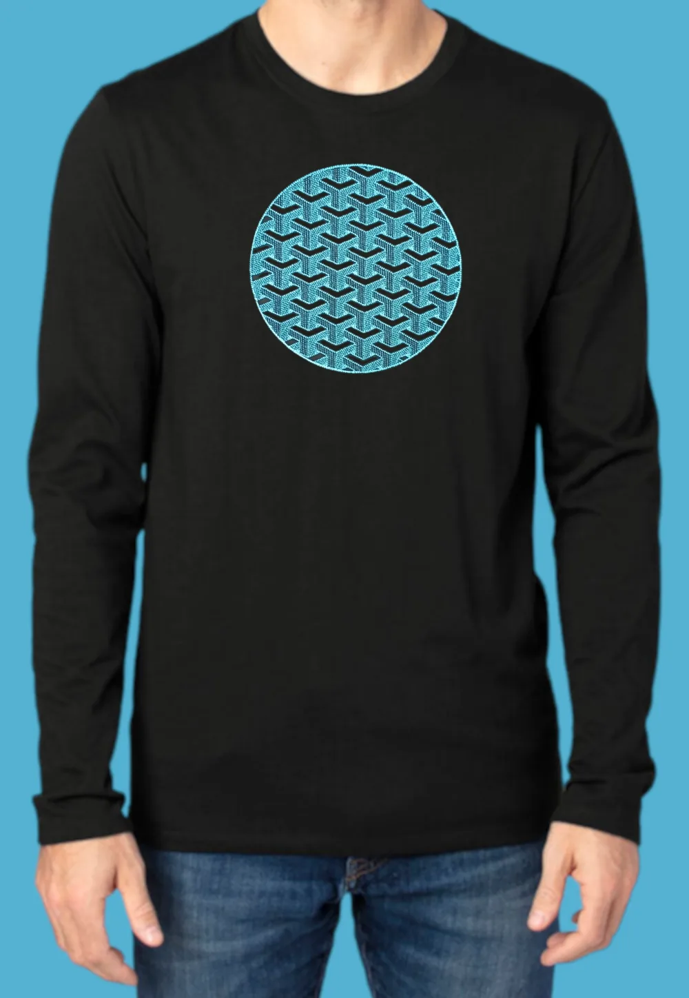 Мъжка тениска бродерия Оптична илюзия 4