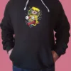 bart_ponichka_v_glavata_black_hoodie Мъжко худи с бродерия Барт Симпсън поничка в главата