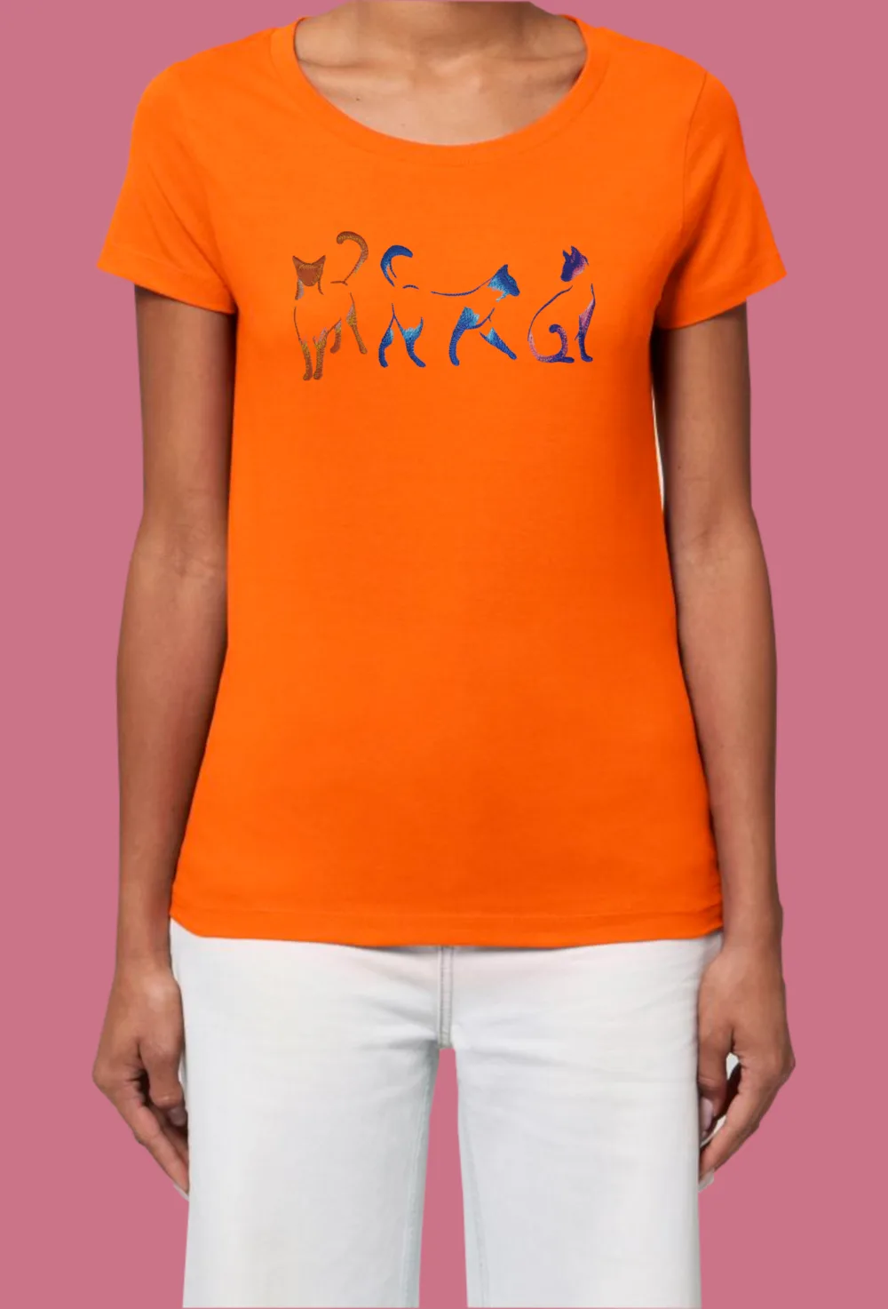 Дамска тениска с бродерия Котки