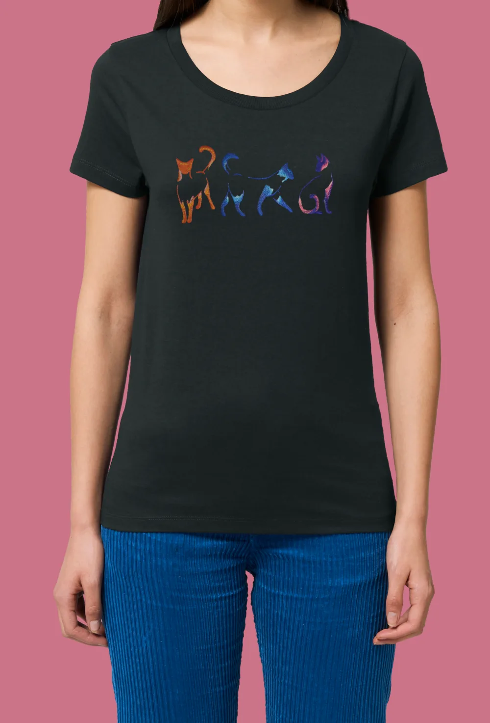 Дамска тениска с бродерия Котки