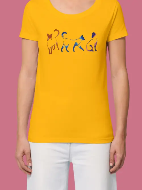 Дамска тениска с бродерия Котки