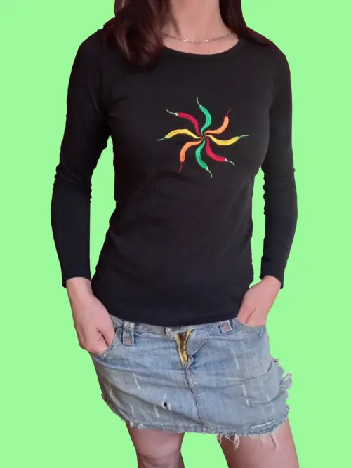 hot_pepper_Xorce Дамска блуза с бродерия Люти чушки хорце