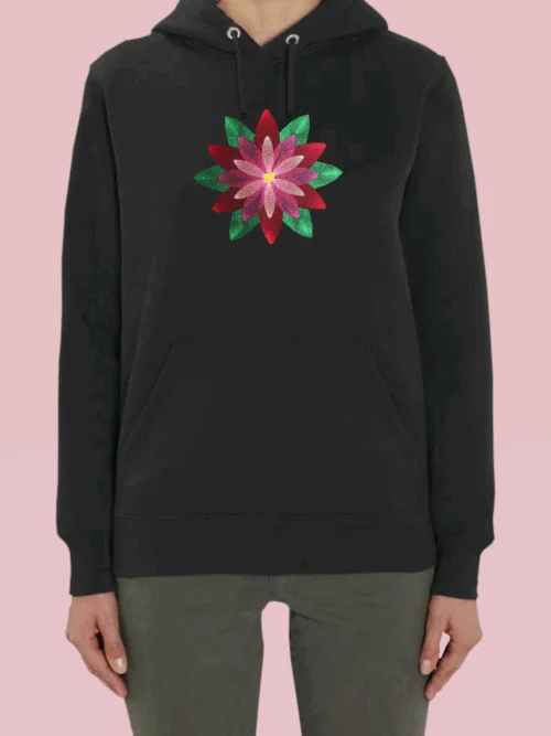 lotos_hoody_urban_woman_black Дамско худи с бродерия цвете Лотос
