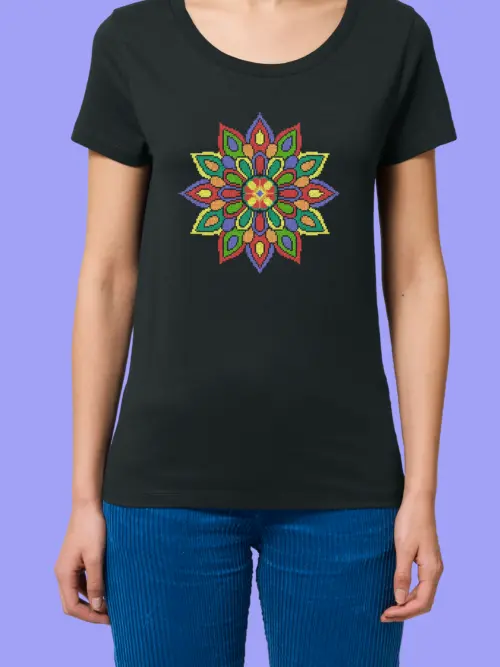 Дамска тениска с бродерия Мандала 4