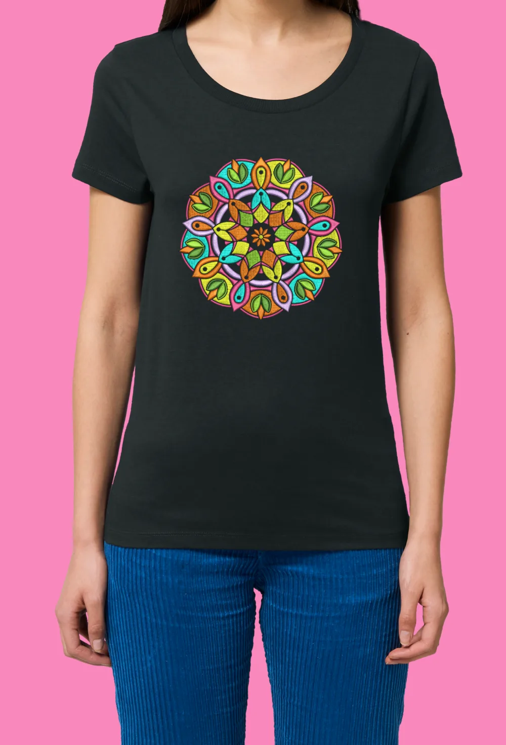 Дамска тениска с бродерия Мандала 9