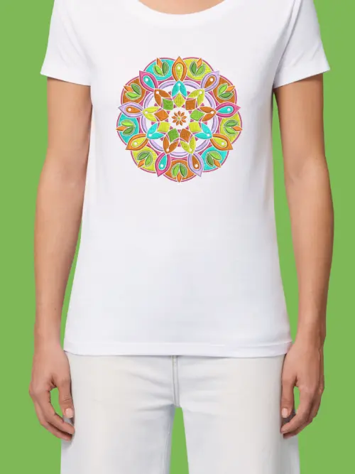 mandala9_white Дамска тениска с бродерия Мандала 9