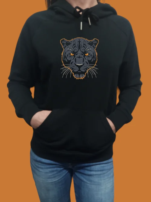 panthera_woman_black_hoody Дамско худи с бродерия Пантера
