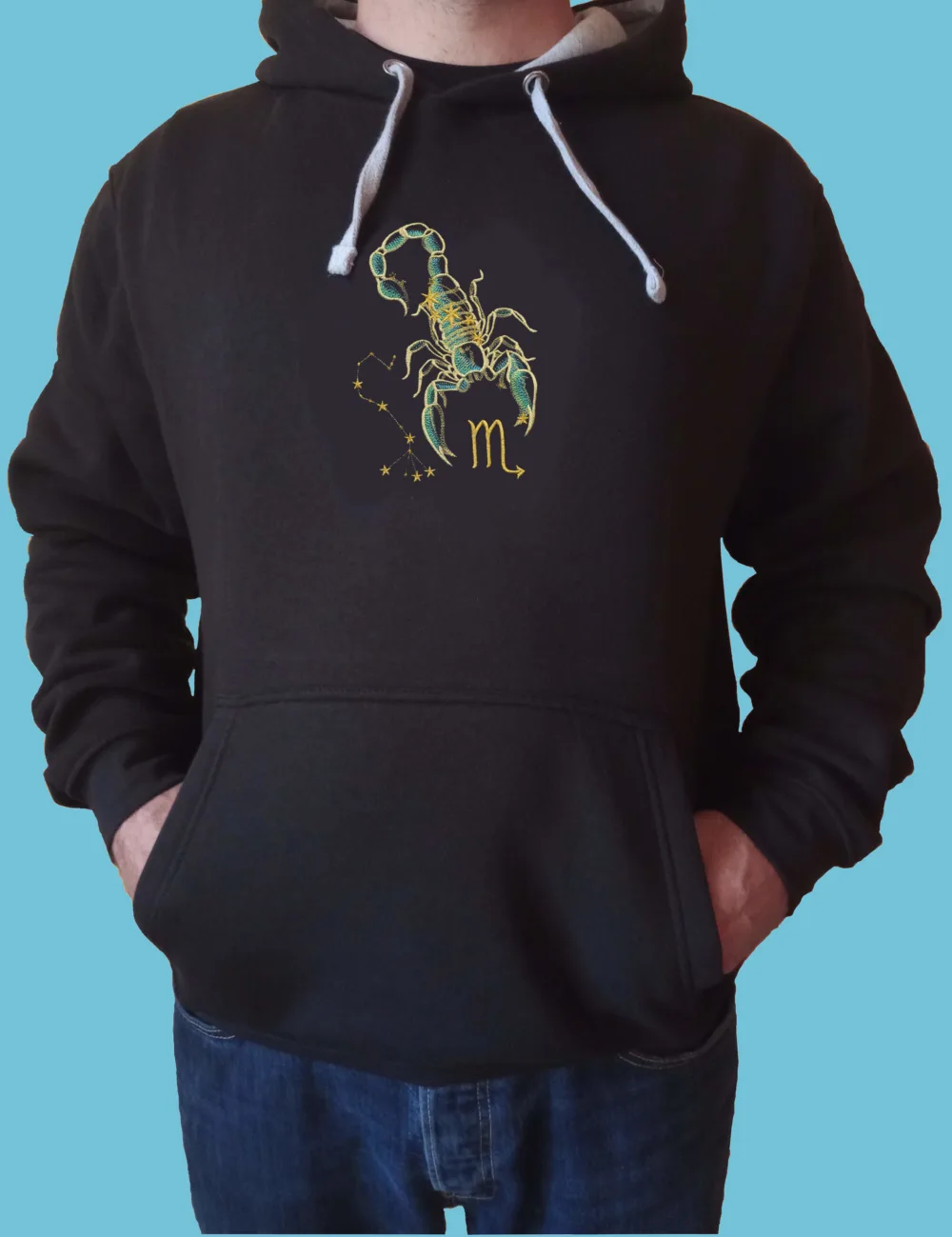 skorpion_black_hoody Мъжко худи с бродерия Зодия скорпион