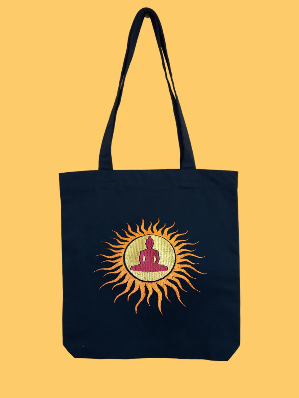 sun_budha_black_bag Пазарска чанта с бродерия Слънце Буда